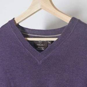 Black Brown 1826 Men's Purple Wool V-Neck Sweater